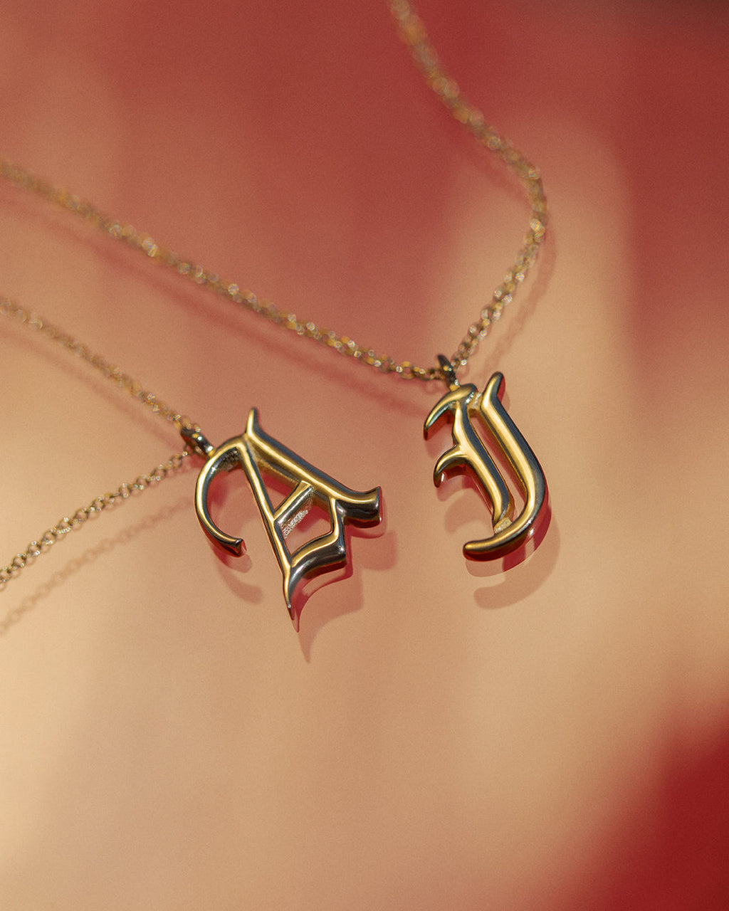Initial Charm Necklace [Old English] — alternate view