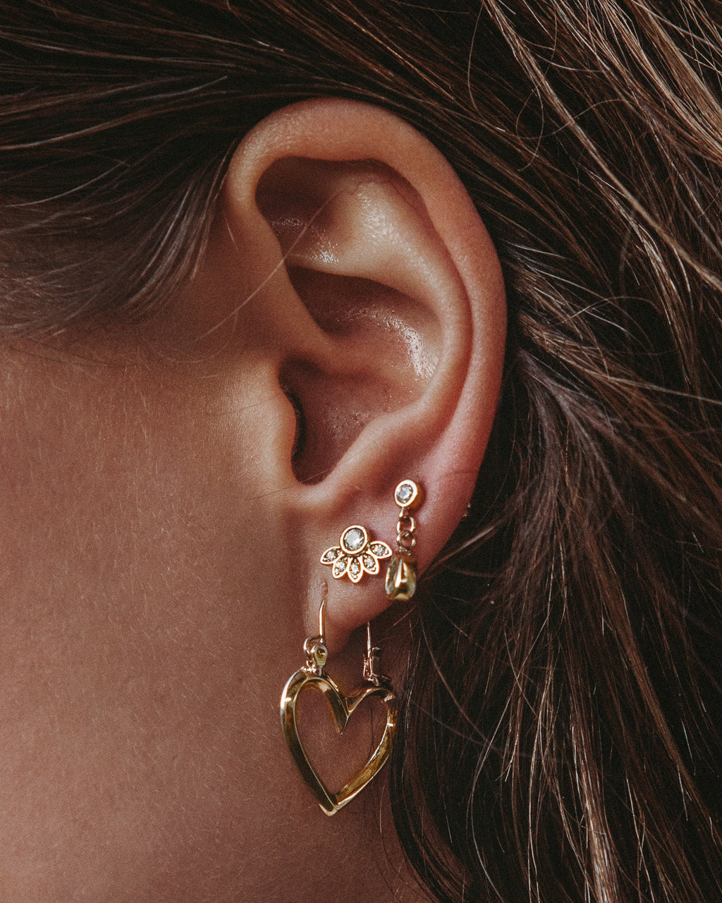 Mini Heartbreaker Hoops - Gold — alternate angle