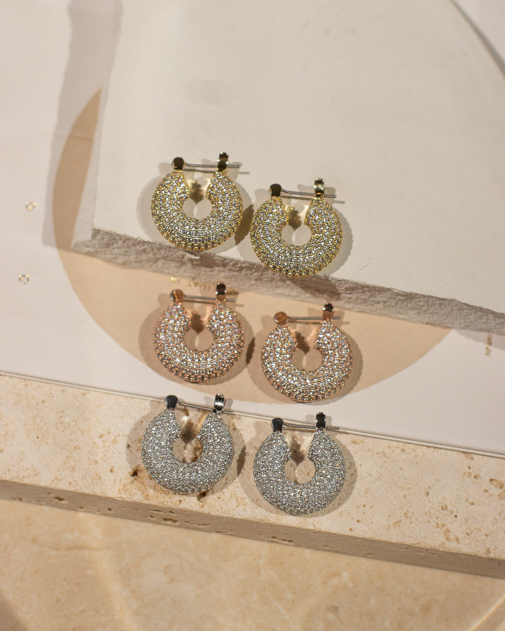 Pavé Mini Donut Hoops - Rose Gold — alternate view
