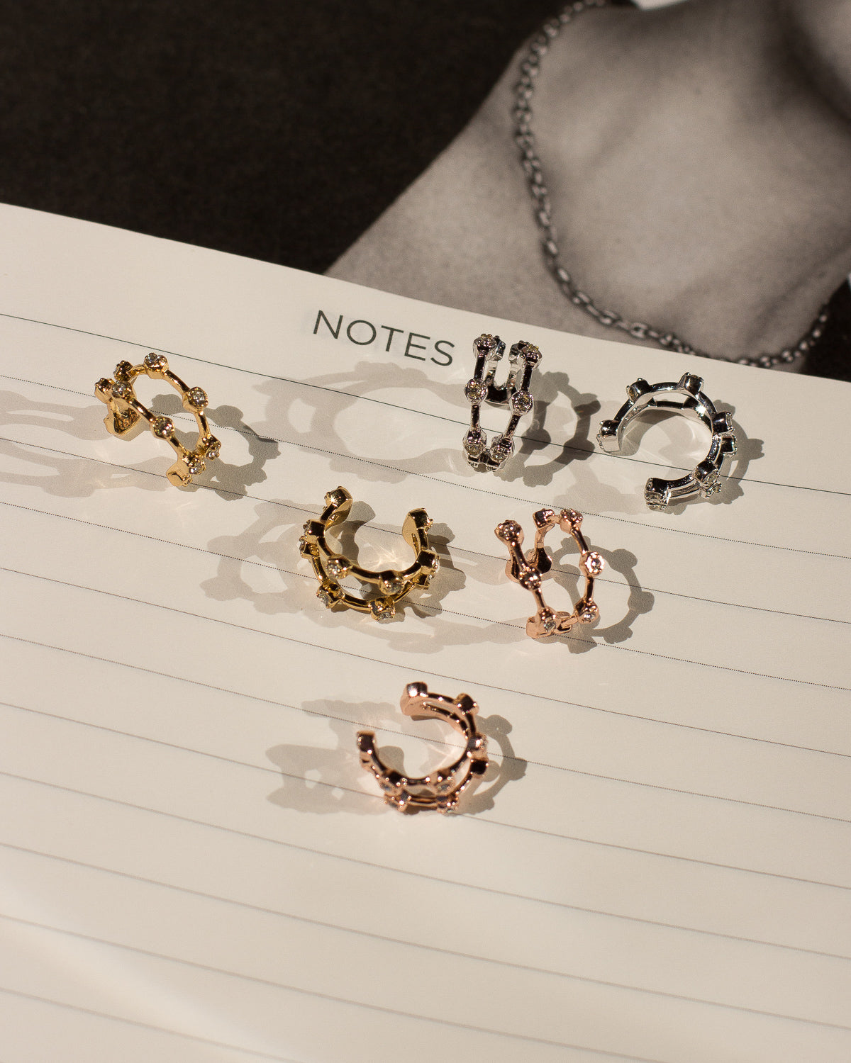 Pavé Hex Ear Cuff - Gold - Earrings — detail view