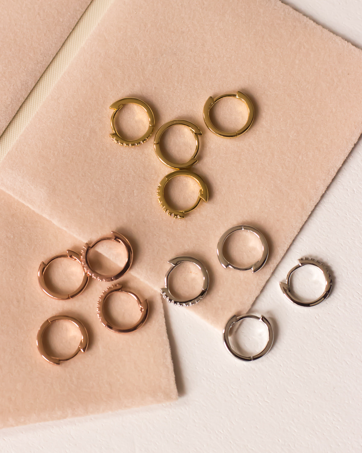 Sorrento Huggies - Rose Gold - Earrings — detail view