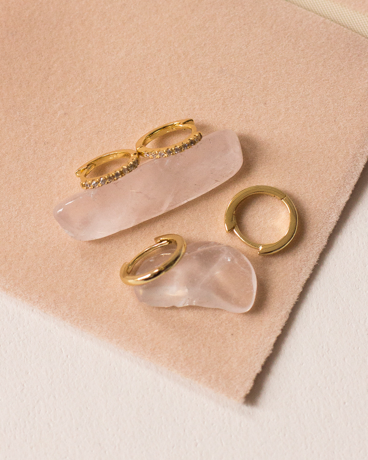 Sorrento Huggies - Gold - Earrings — another angle
