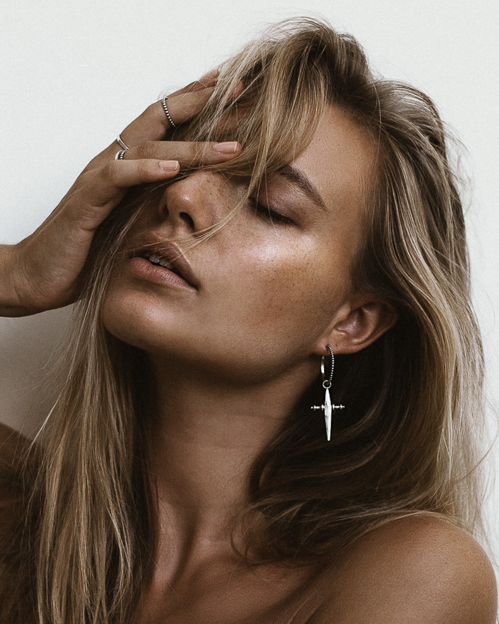Cross Hoops - Silver in Silver Ox — another angle