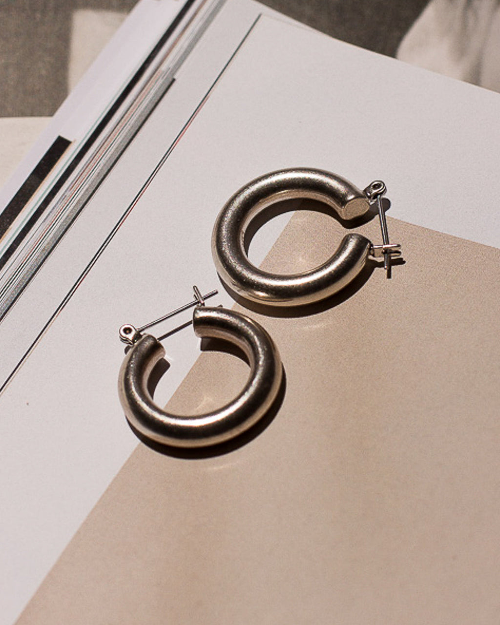 Baby Amalfi Tube Hoops - Silver — another angle