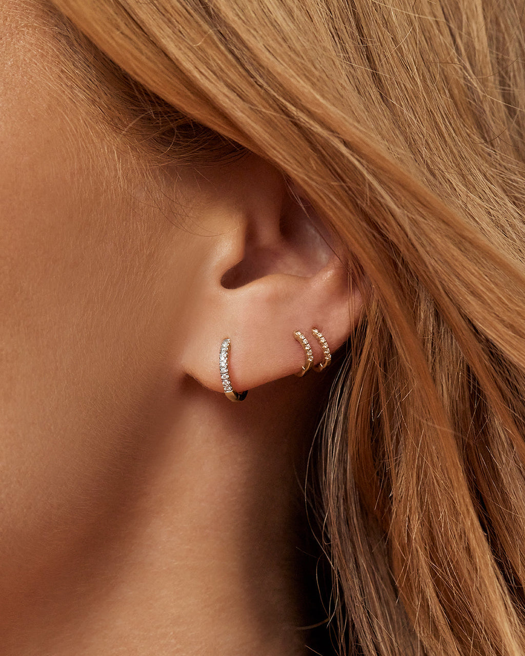 Tiniest Diamond Huggies - Earrings — another angle