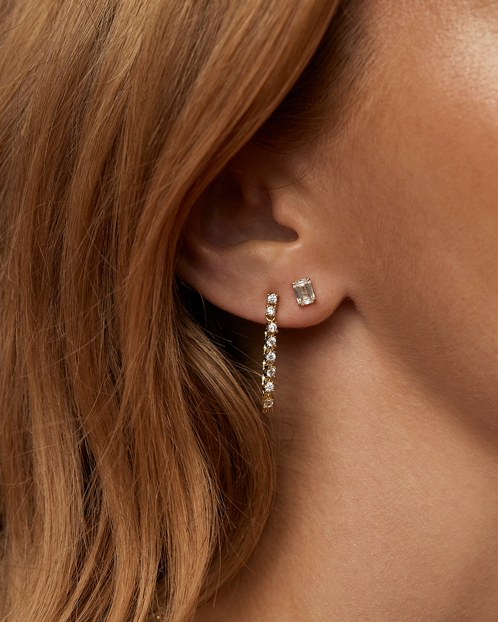 Ultimate Emerald Solitaire Studs - Earrings — another angle