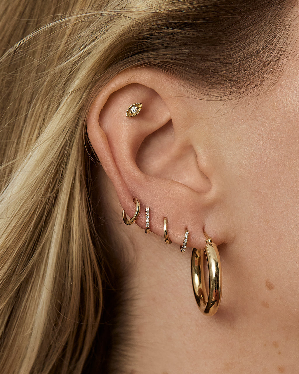 Tiniest Diamond Huggies - Earrings — alternate angle