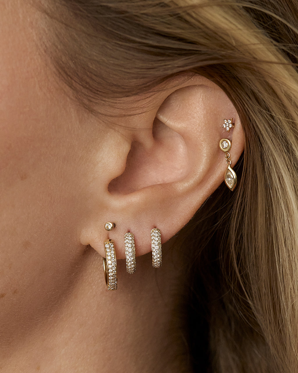 Super Shimmer Diamond Hoops (16.5mm) — alternate angle