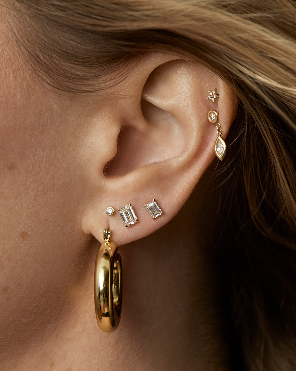 Ultimate Emerald Solitaire Studs - Earrings — alternate view