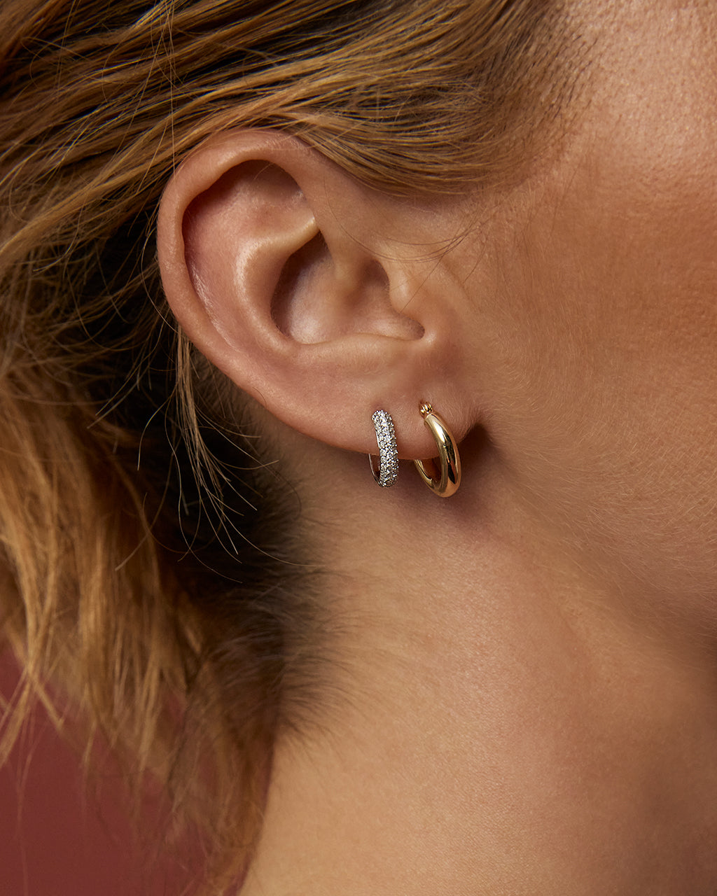 Super Shimmer Diamond Huggies (12mm) - Earrings — alternate view 2