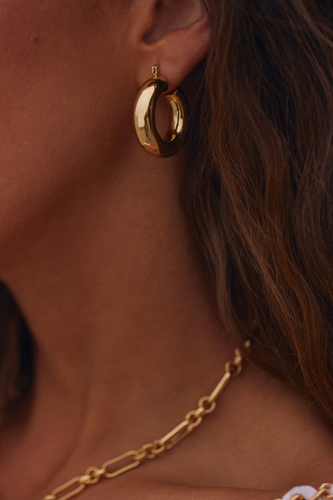 Malibu Tube Hoops | Sivan Ayla x Luv Aj in Gold — another angle