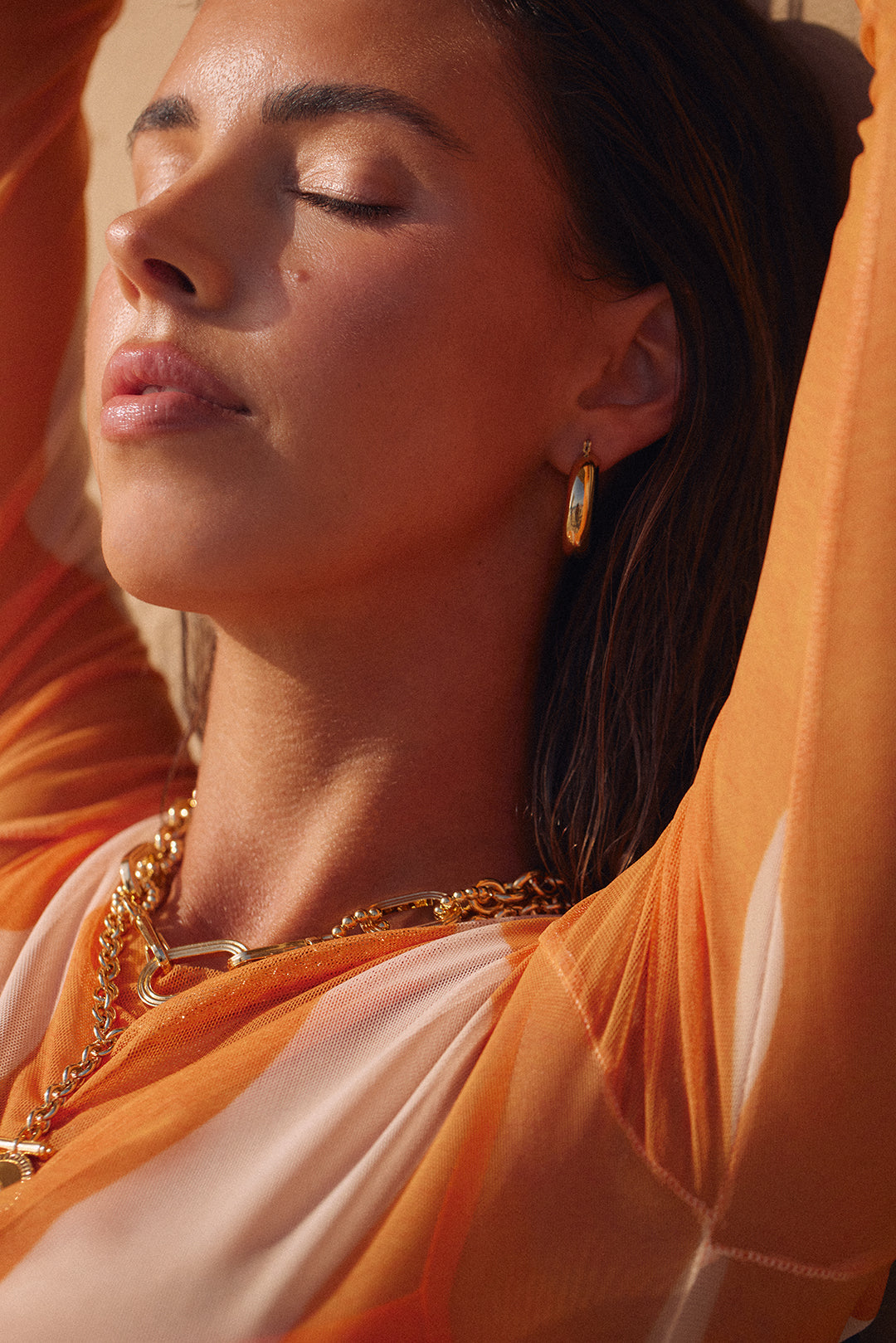 Malibu Tube Hoops | Sivan Ayla x Luv Aj in Gold — alternate view 2