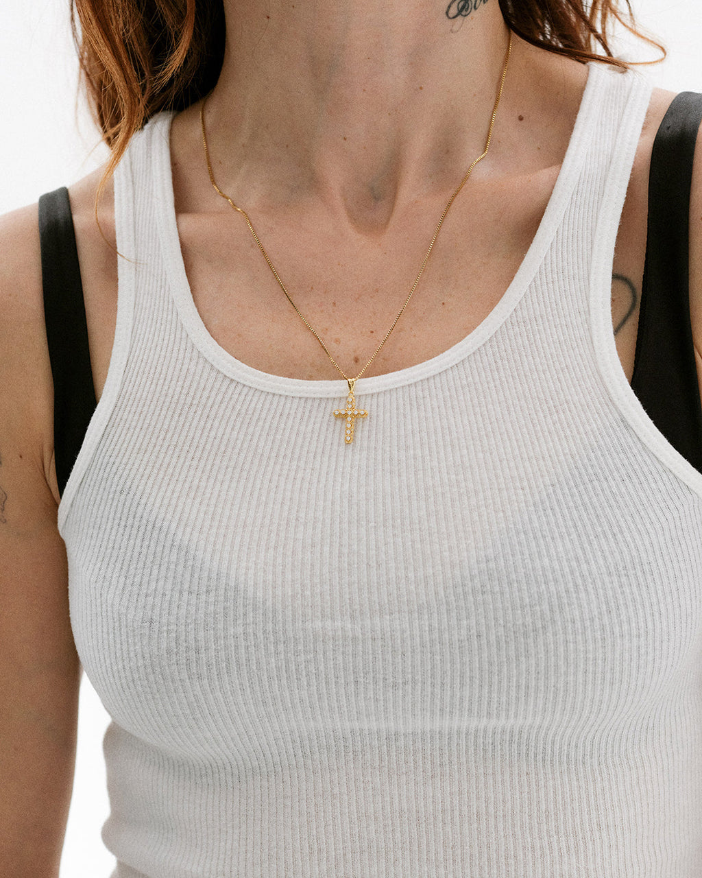 Coco Cross Necklace - Gold — another angle