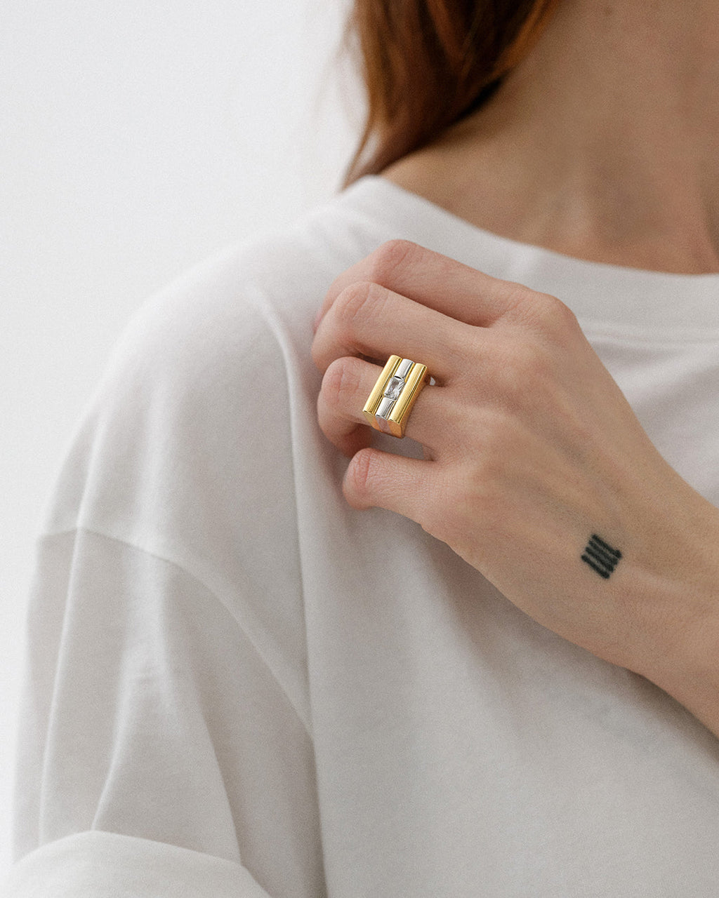 Tricolore Ring- Clear — reverse view