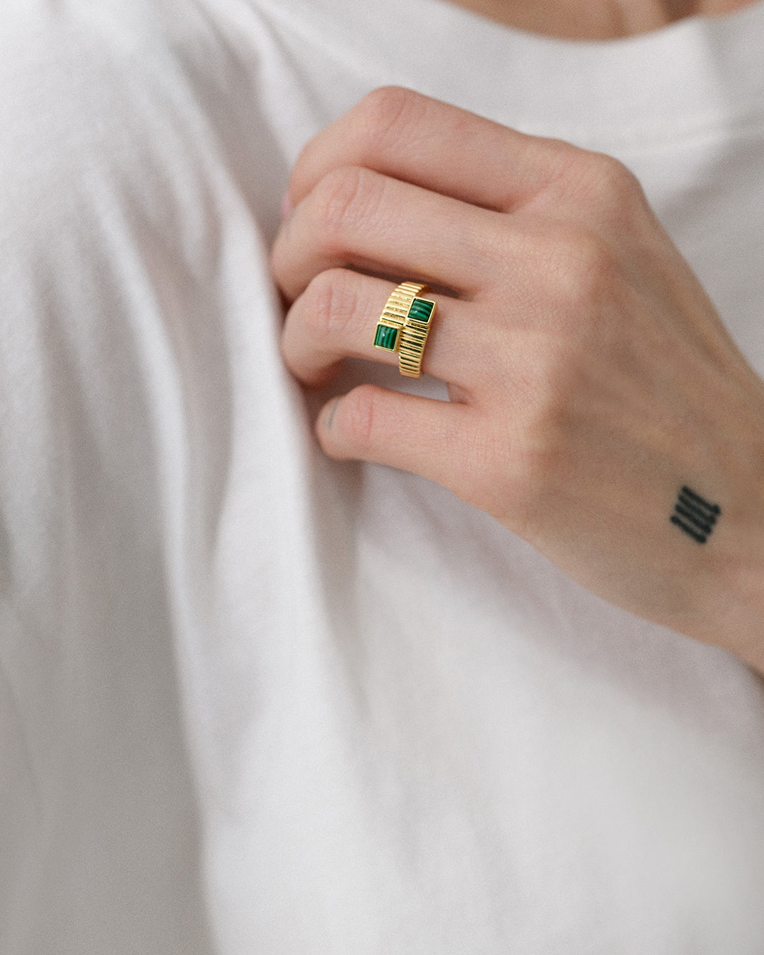 Malachite Wrap Ring — reverse view
