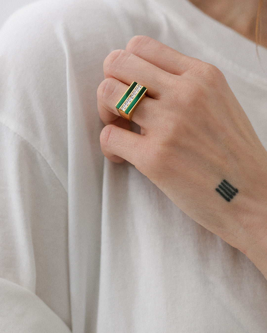 Panini Ring- Malachite — alternate angle