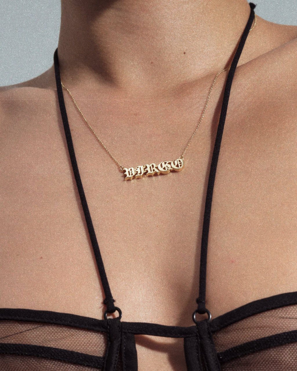 Nameplate Necklace [Old English] — detail view 2