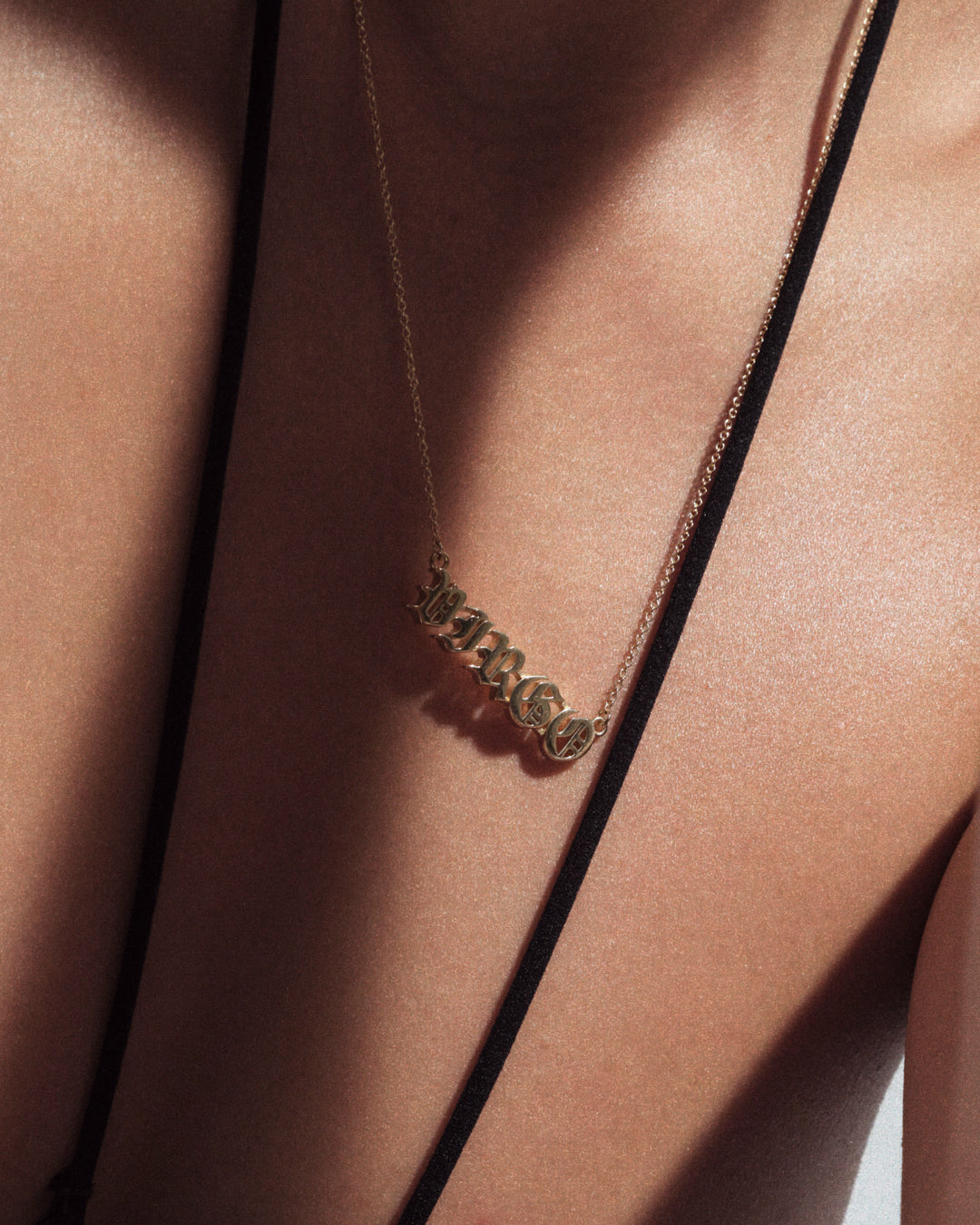 Nameplate Necklace [Old English] — alternate angle 2