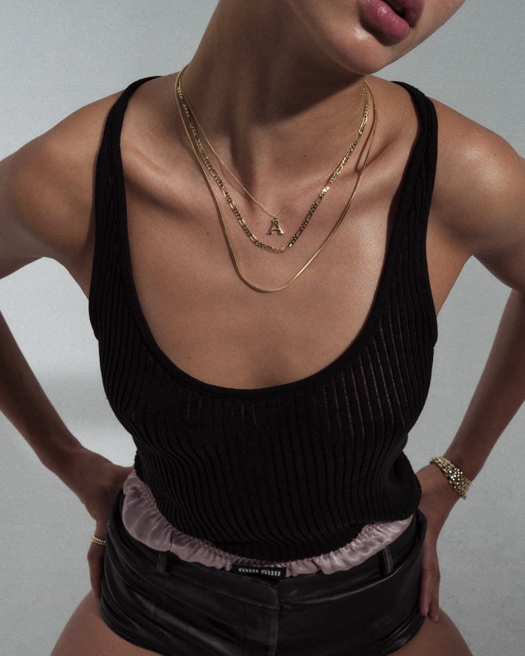 Initial Charm Necklace [Vintage] — another angle 2