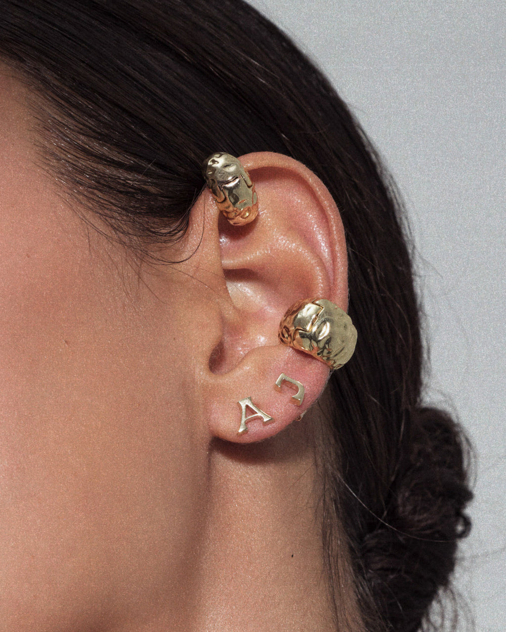Initial Stud Earrings [Vintage] — detail view