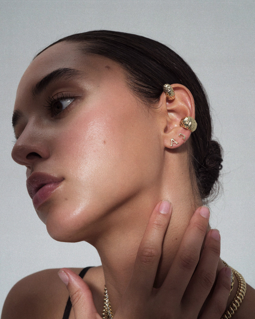 Initial Stud Earrings [Vintage] — another angle 2