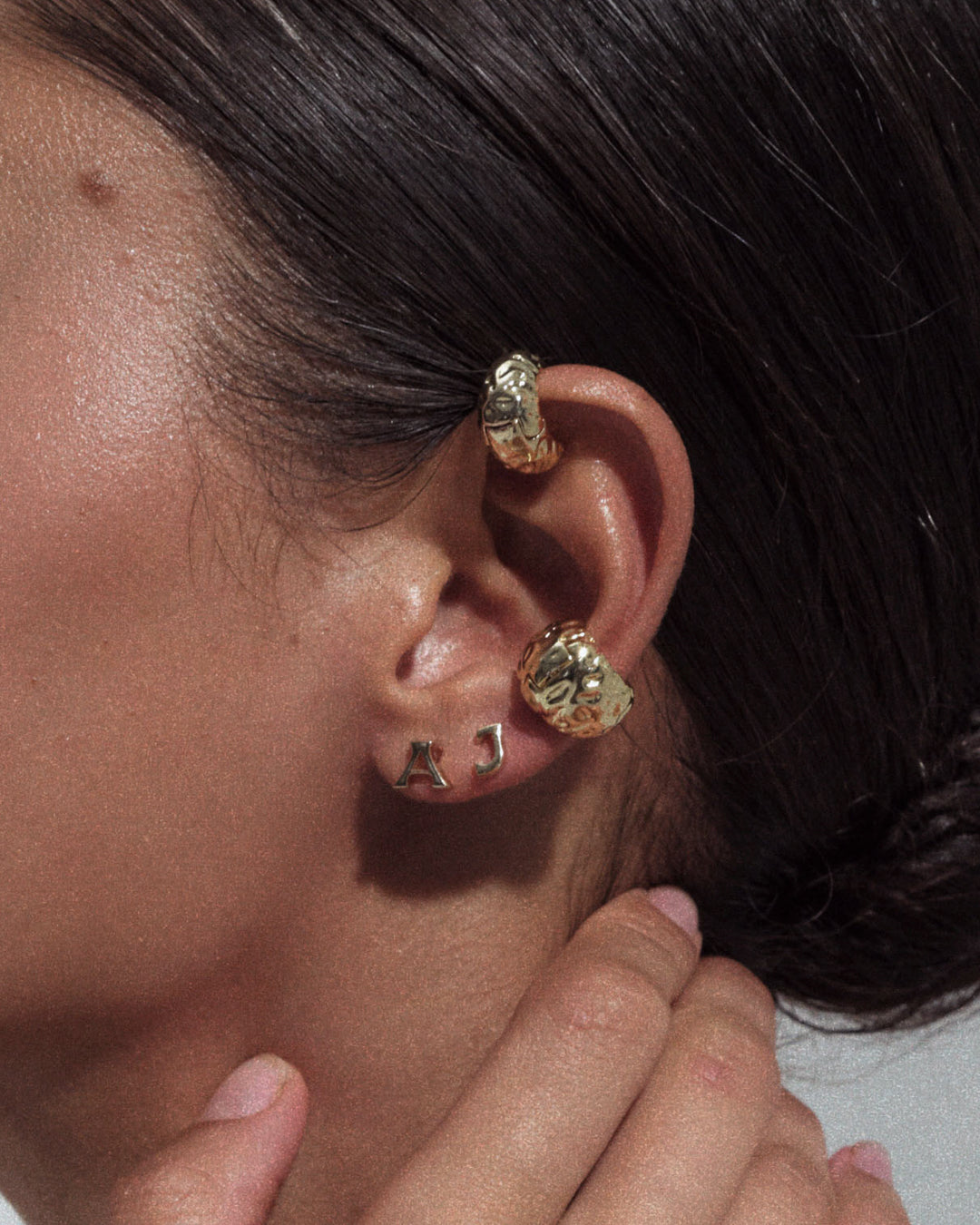 Initial Stud Earrings [Vintage] — alternate angle 2