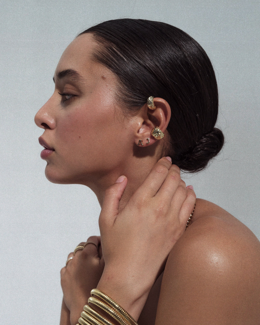 Initial Stud Earrings [Vintage] — alternate angle