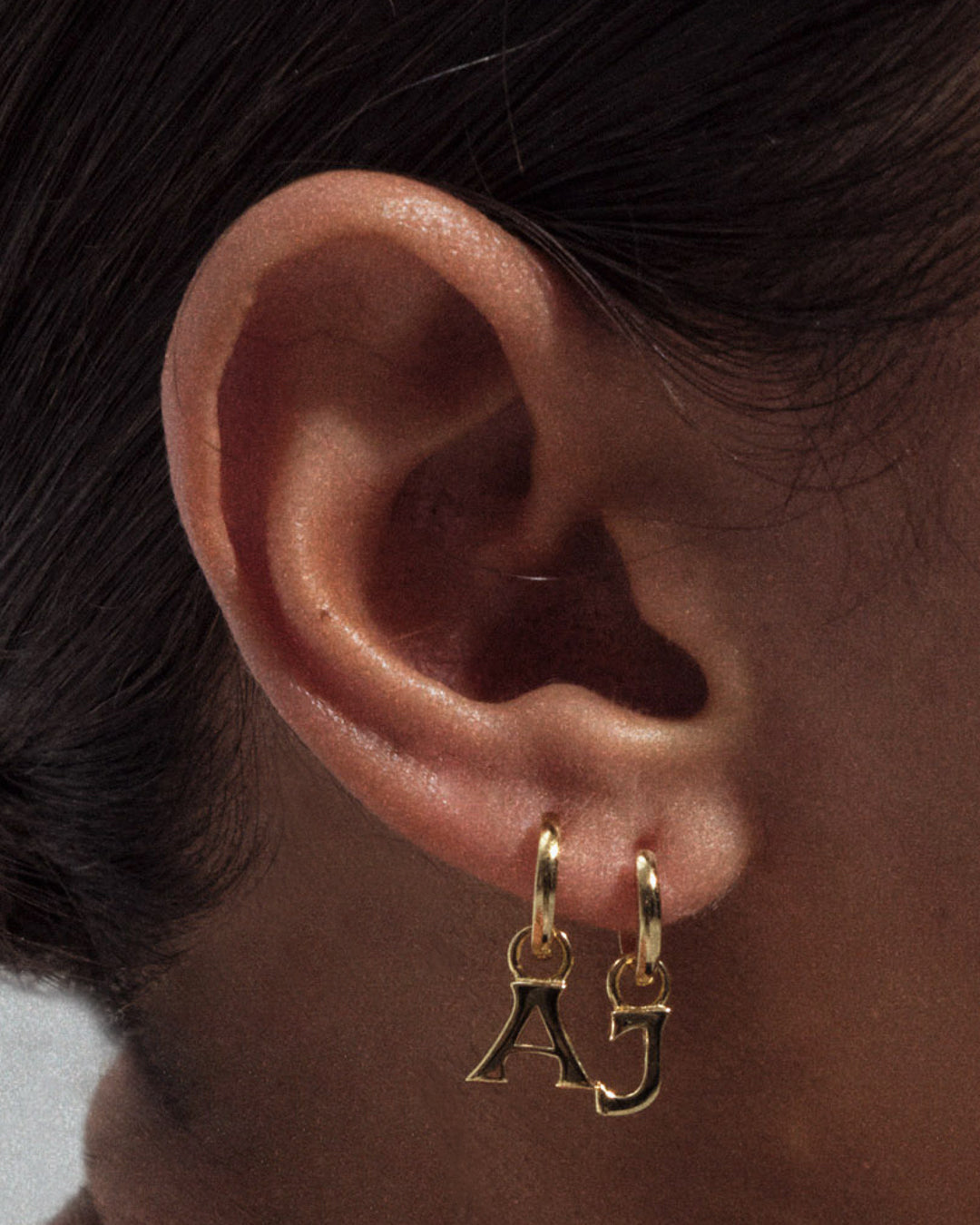 Plain Metal Hoops with Initial Charms [Vintage] — alternate angle