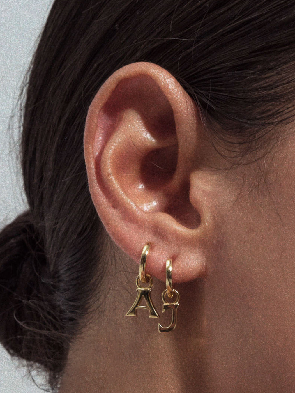 Plain Metal Hoops with Initial Charms [Vintage] — alternate view 2