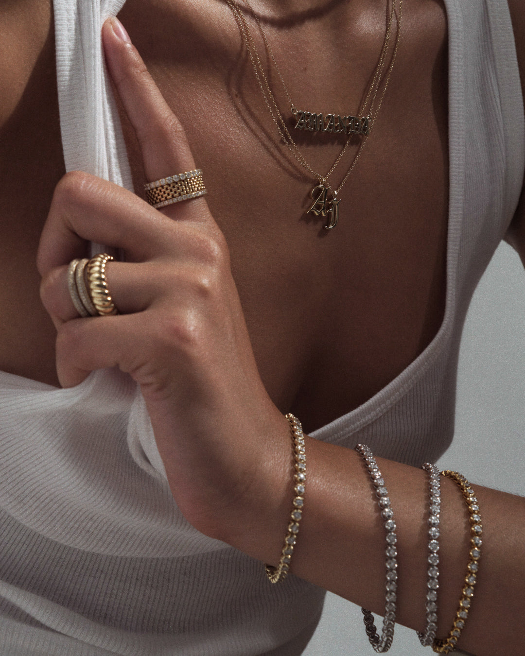 Initial Charm Necklace [Old English] — alternate view 2