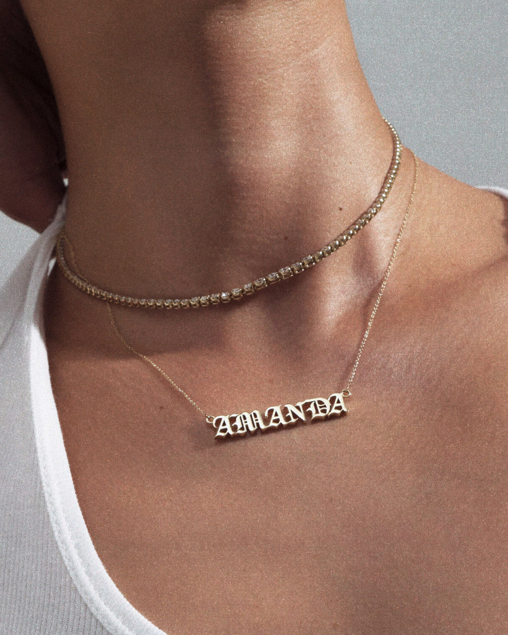 Nameplate Necklace [Old English] — alternate view 2 2