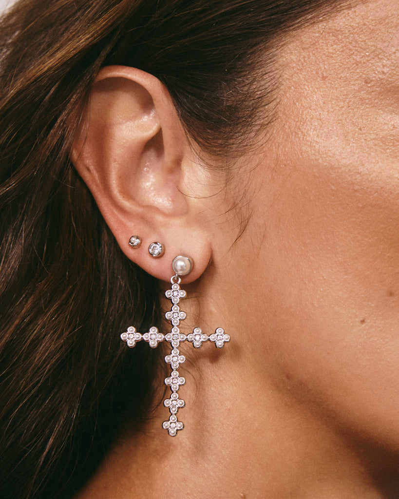 Daisy Stud Cross Earrings — alternate view 2