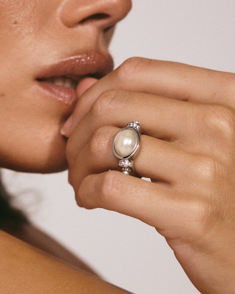Pearl Statement Ring — another angle