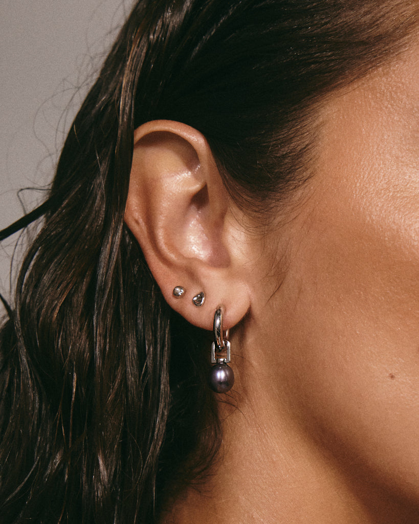 Blue Pearl Amalfi Huggies - Earrings — alternate angle