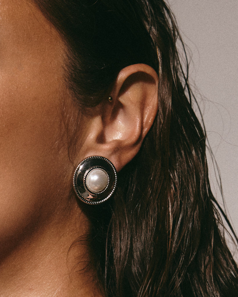 Pearl Statement Studs - Earrings — detail view 2