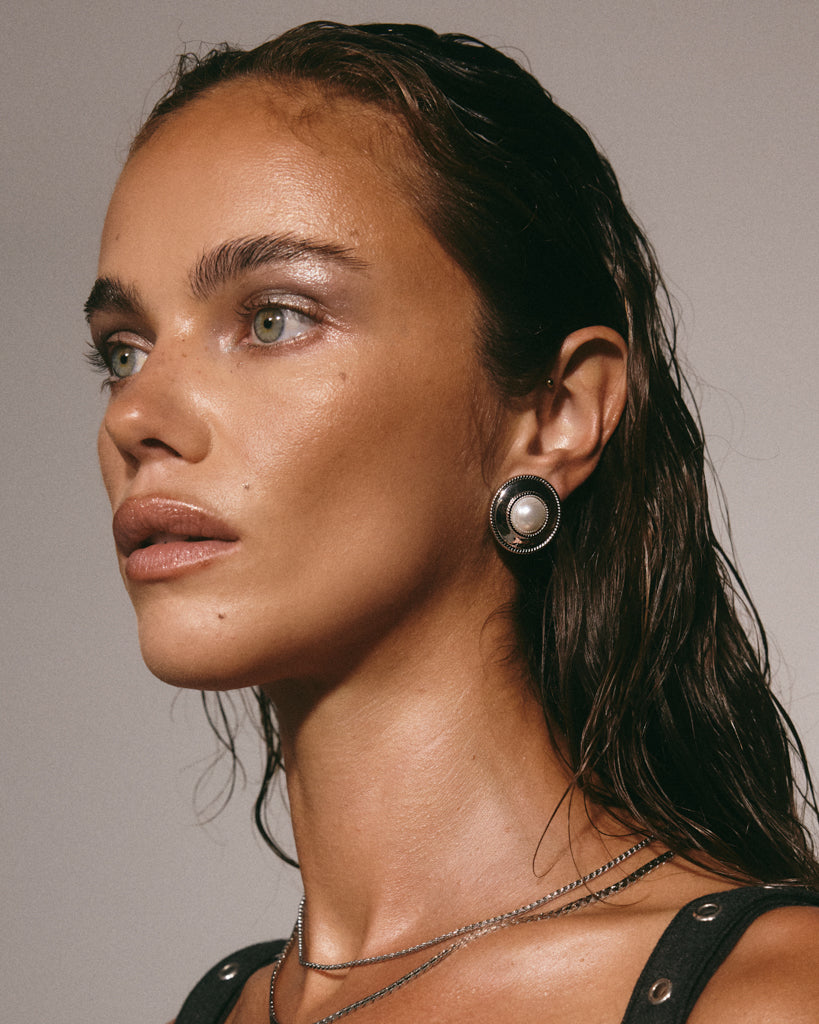 Pearl Statement Studs - Earrings — alternate angle