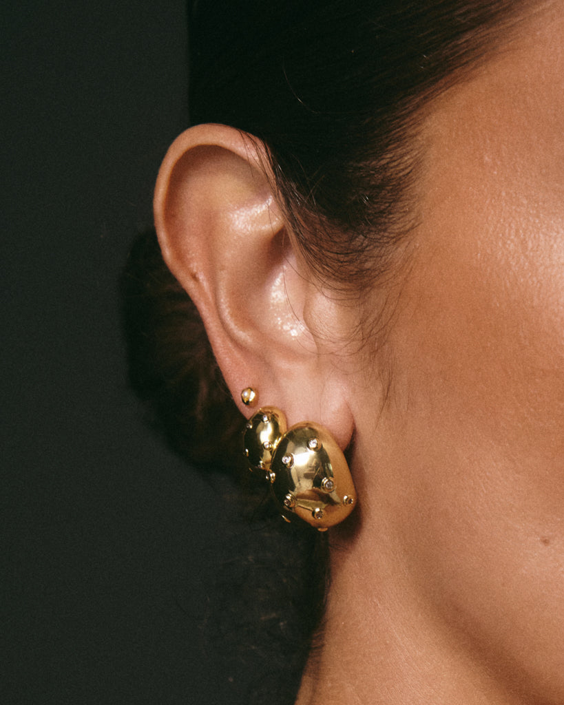 Mini Pavé Molten Studs - Earrings — another angle
