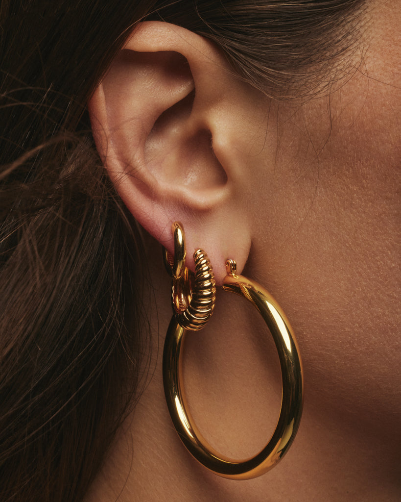 Ridged Marbella Hoops - Gold (Ships Mid September) — alternate view 2