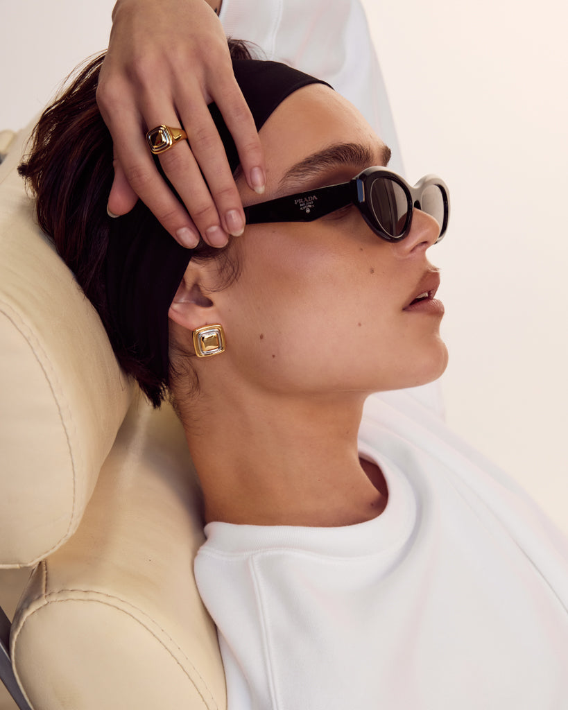 Dalia Two-Tone Studs - Earrings — alternate angle