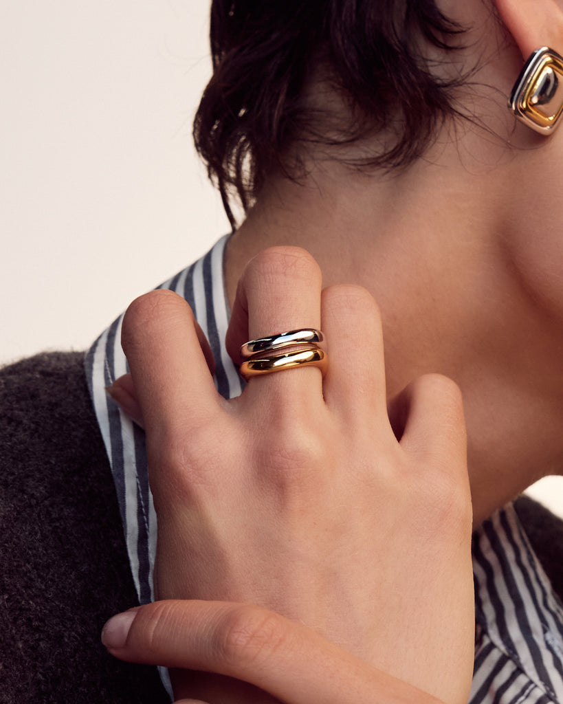 Two-Tone Wave Ring Set — alternate view 2