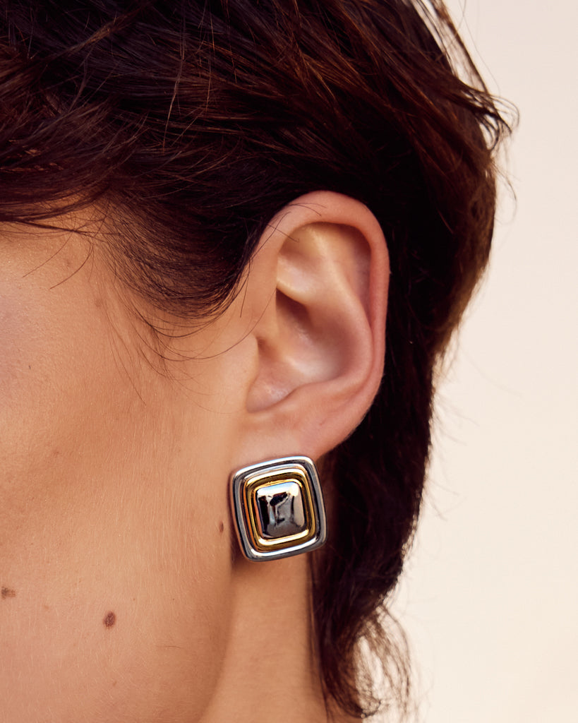 Dalia Two-Tone Studs - Earrings — alternate view 2