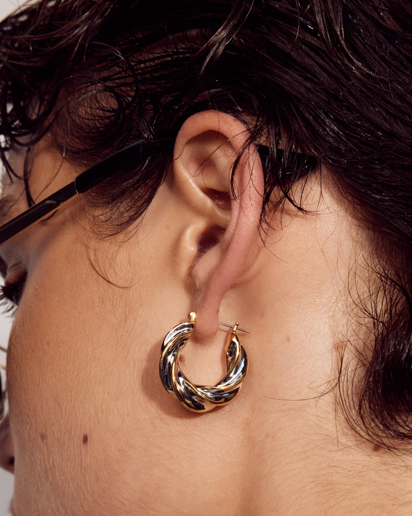 Perry Two-Tone Hoops in Gold — another angle