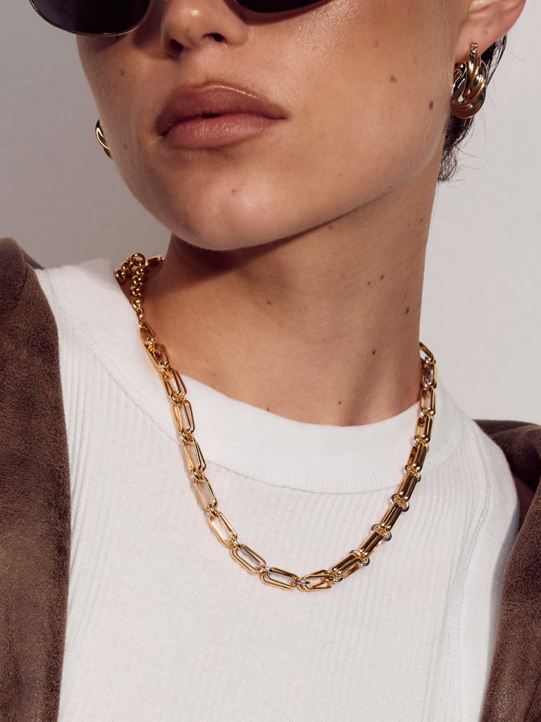 Dalia Two-Tone Chain Necklace — alternate angle