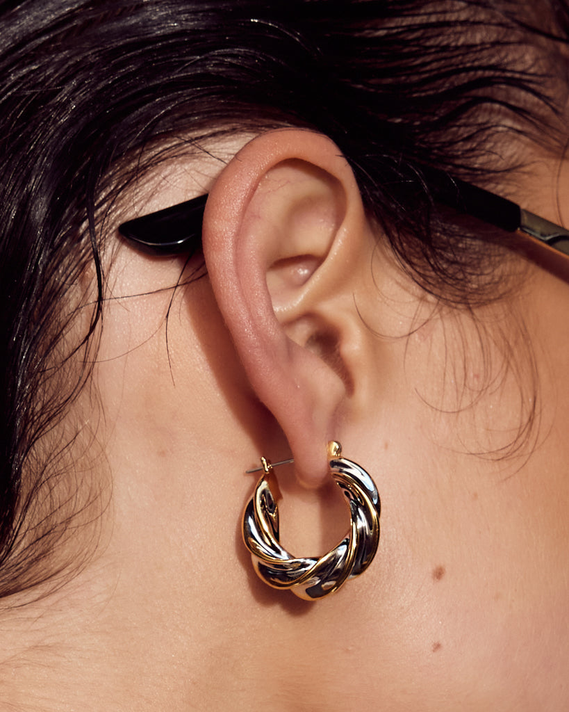 Perry Two-Tone Hoops in Gold — alternate view 2