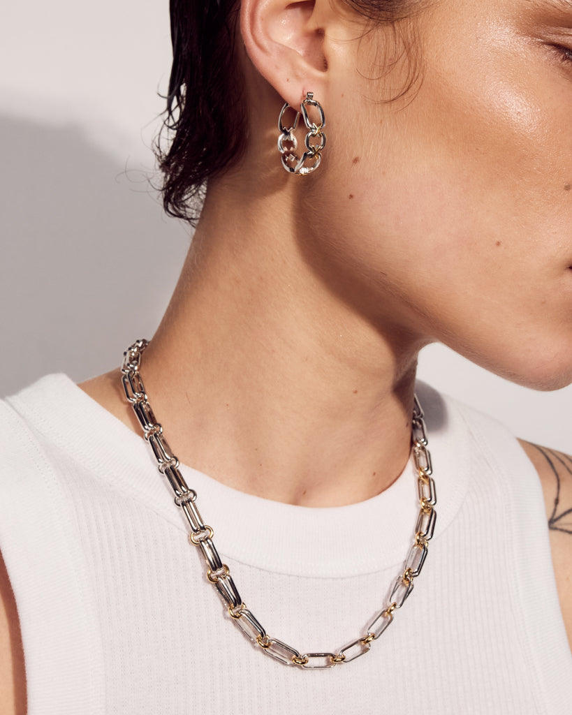 Two-Tone Chain Hoops — alternate view 2