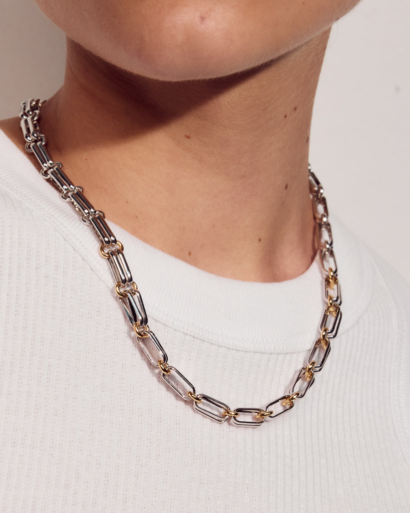 Dalia Two-Tone Chain Necklace — detail view 2