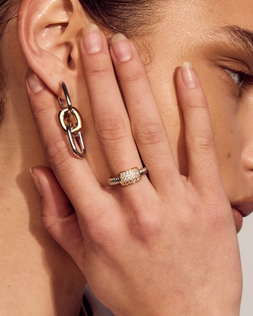 Pavé Dome Snake Chain Ring — another angle