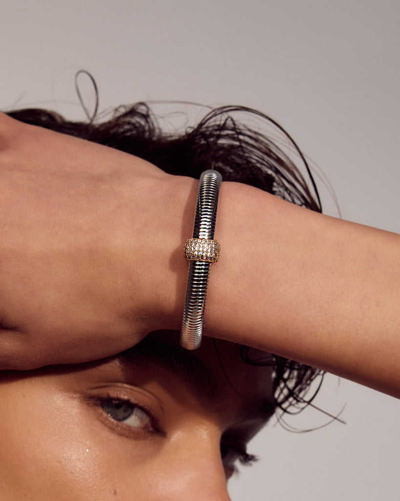 Pavé Dome Snake Chain Bracelet — alternate view 2