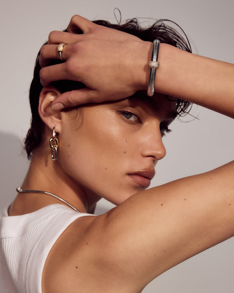 Pavé Dome Snake Chain Bracelet — alternate view 2