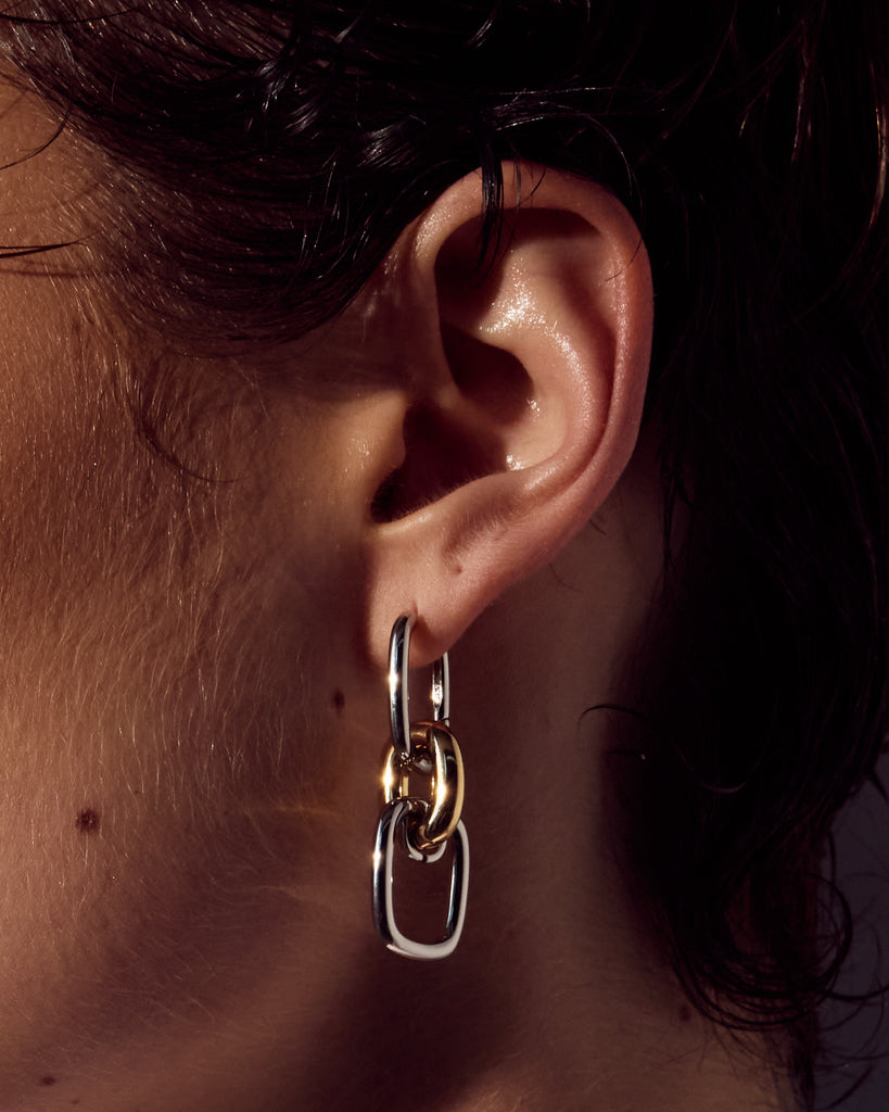 Two-Tone Chain Link Huggies — alternate view 2
